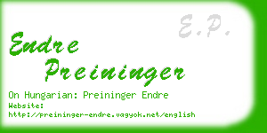 endre preininger business card